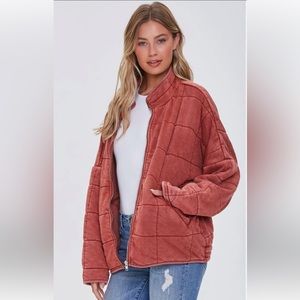 Forever 21 Quilt Zip Up Jacket
